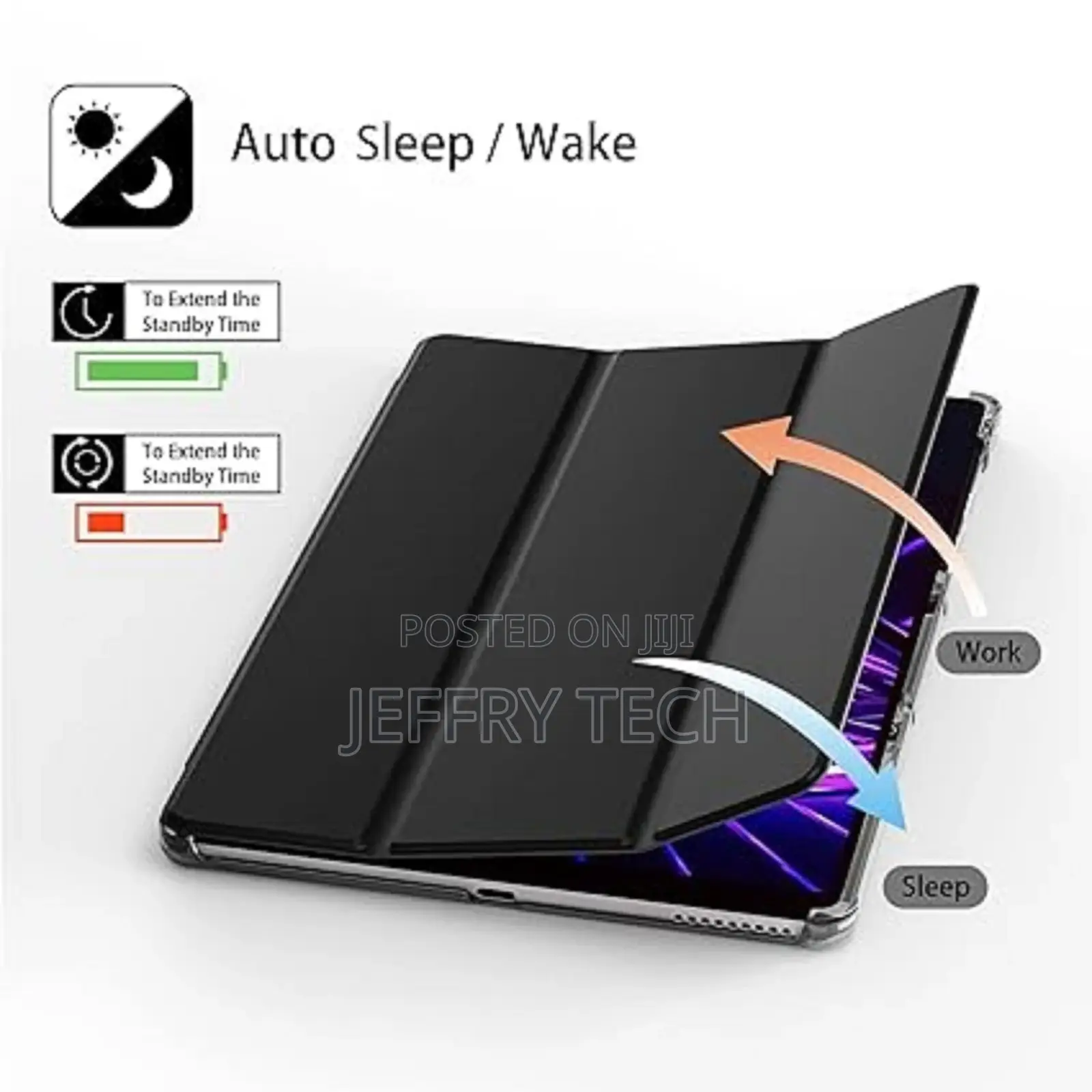 Smart Flip Case for Lenovo Tab M10+ 2nd Gen -Black