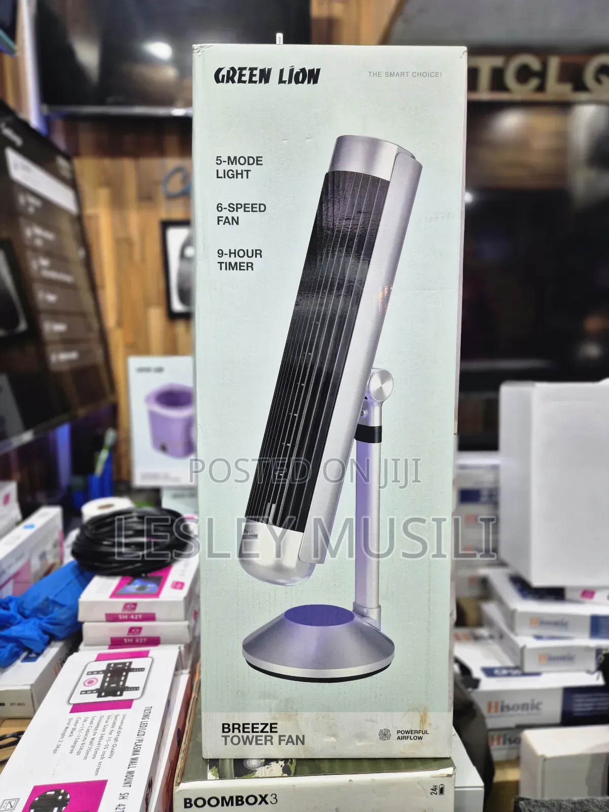 Green Lion Breeze Tower Fan - Silver