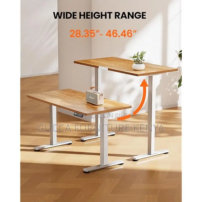 Office Tables: Vintage Brown Electric Height Adjustable Desk