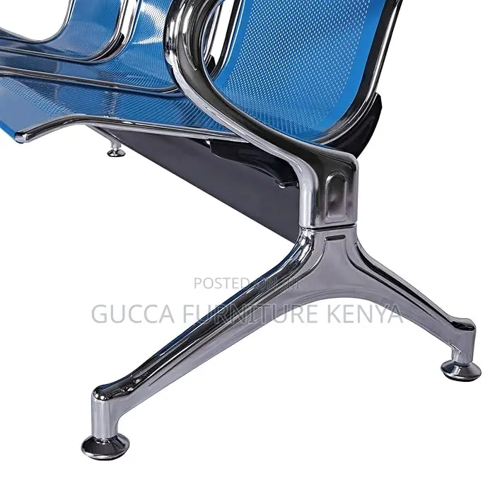 Benches: Blue 3-Seater Guest Salon Waiting Bench