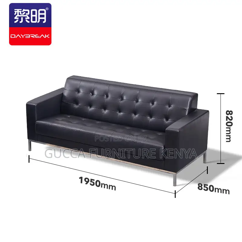 Sofas:5-Seater Black Leather Executive Office Sofa Set