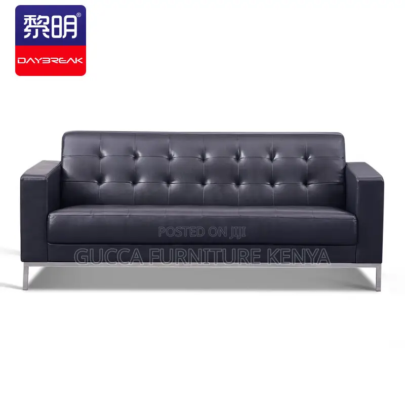 Sofas:5-Seater Black Leather Executive Office Sofa Set