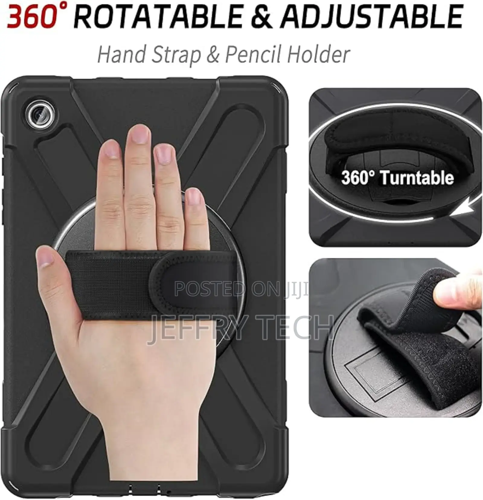 Rugged Case for Samsung Galaxy Tab A9+ With Rotating Stand