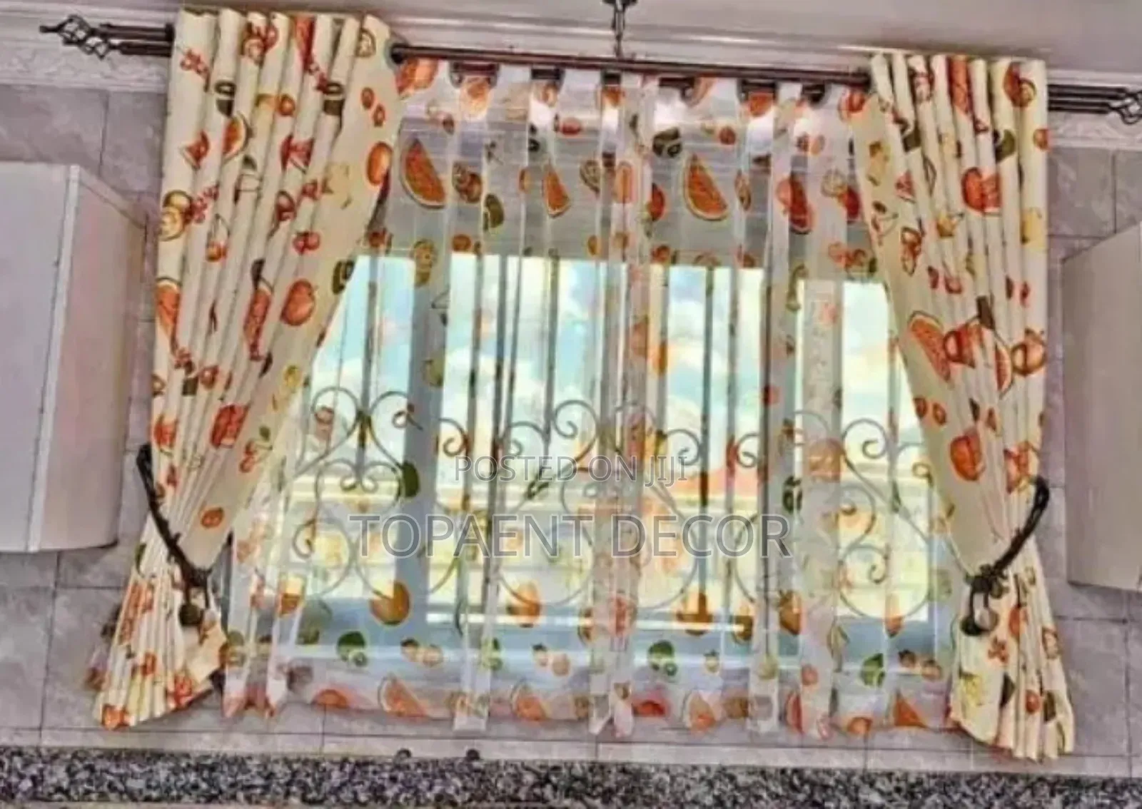 Matching Kitchen Fruit Themed Sheer and Curtain