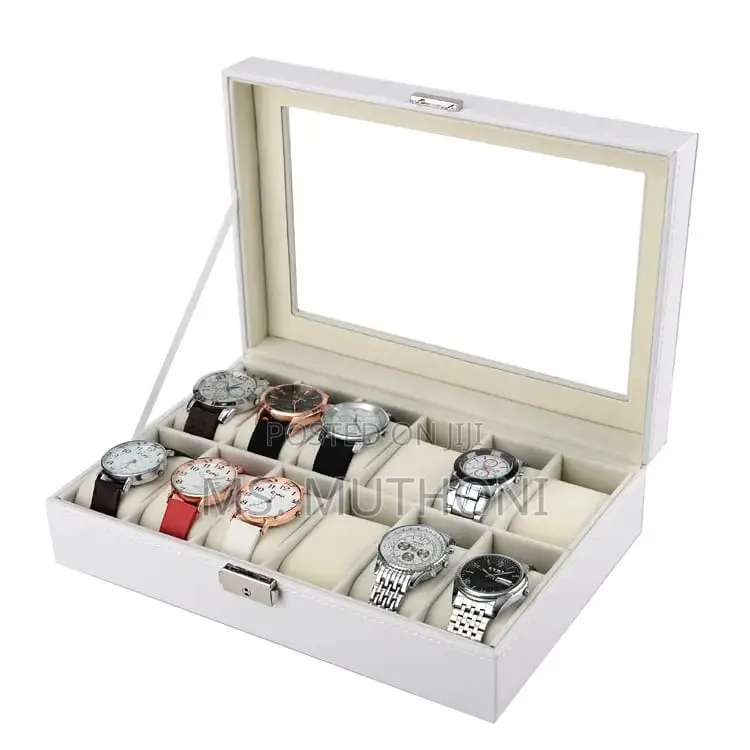 White Leather Watch Organizer* (12 Slots)