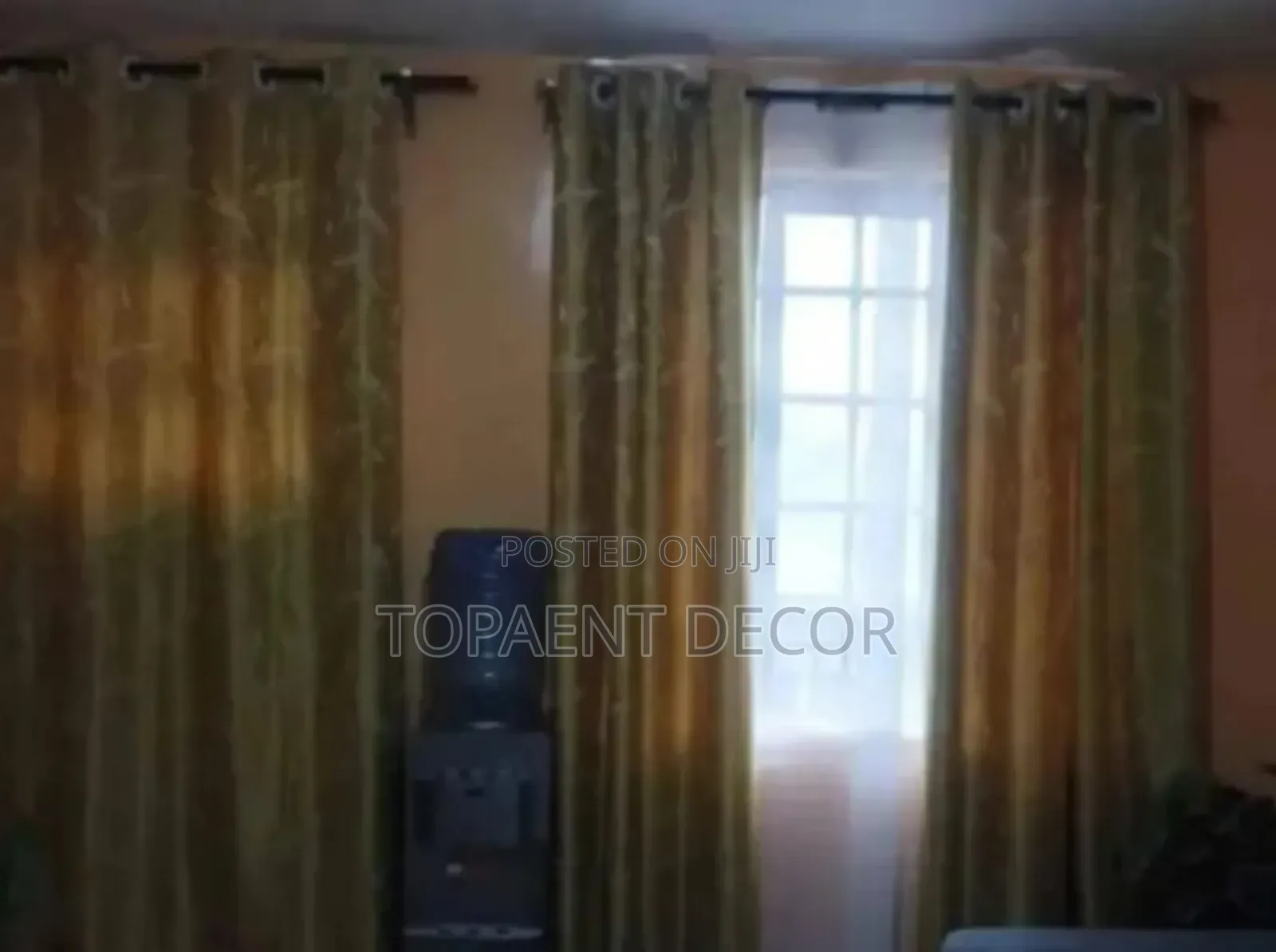 Yellow Eyelate Window Curtains and White Sheers