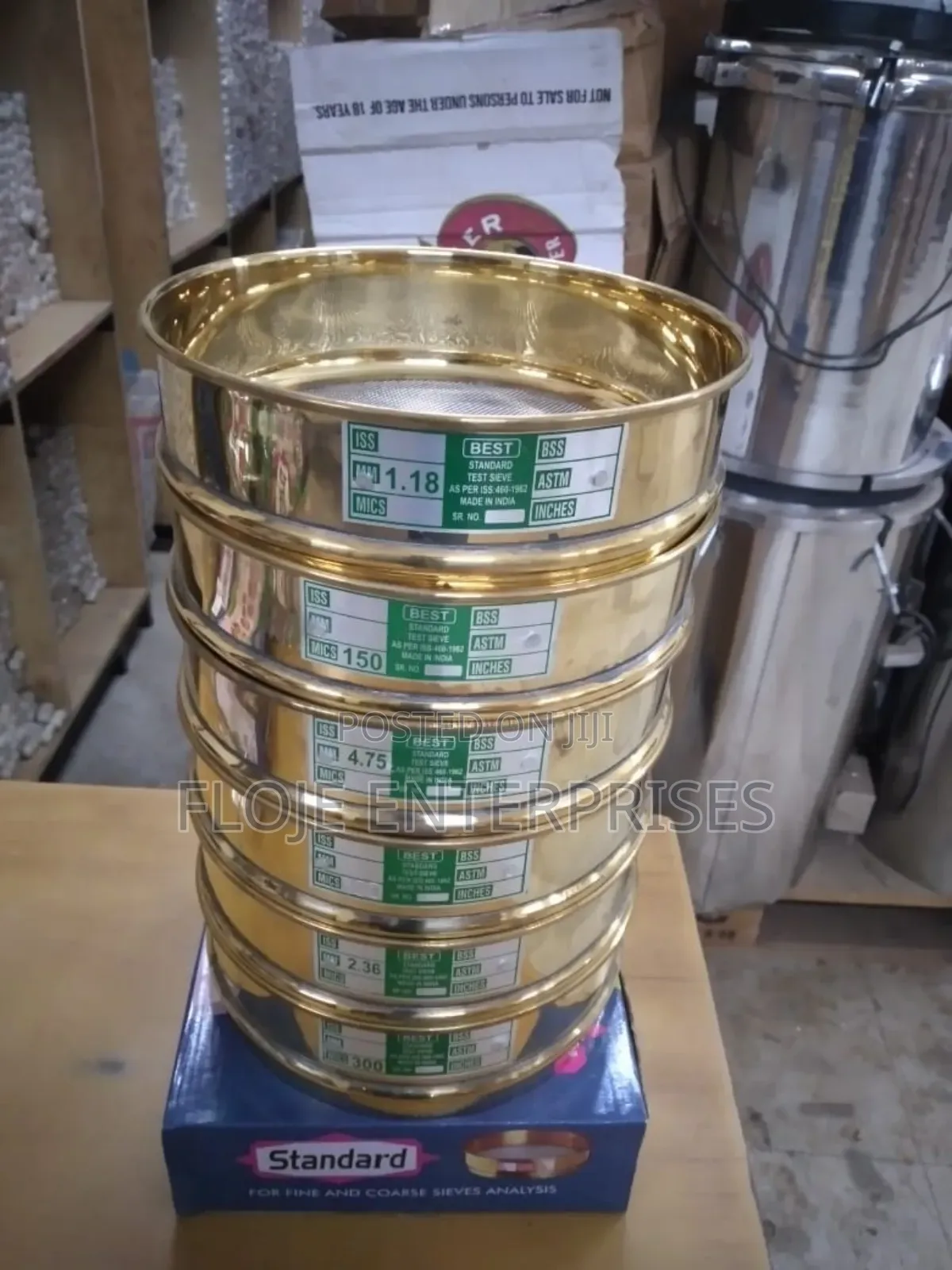 Soil Sieves Set of 6 - 600, 300, 150, 1.18, 2.36, 4