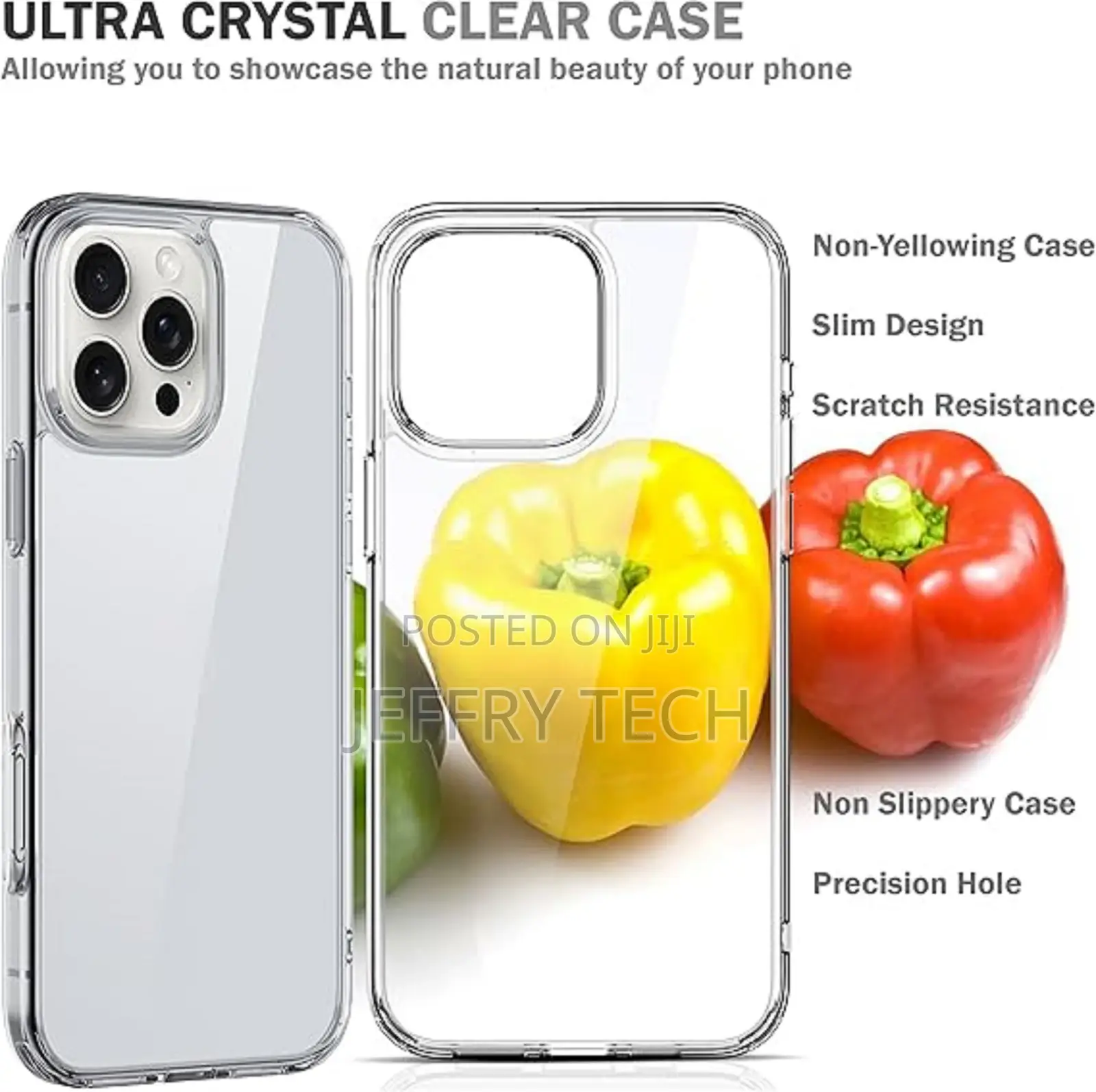 iPhone 16 Pro Max Case Clear Anti Yellowing Bumper Cover