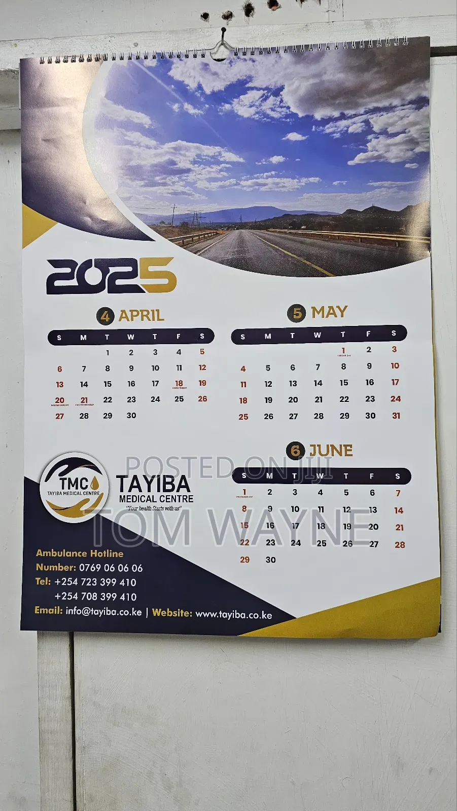 2025 A2 Size Wall Calendar, 5 Pages, Full Color