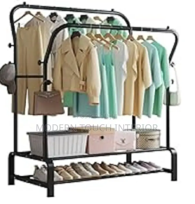 Clothes Rack With Integrated Shoe Shelf