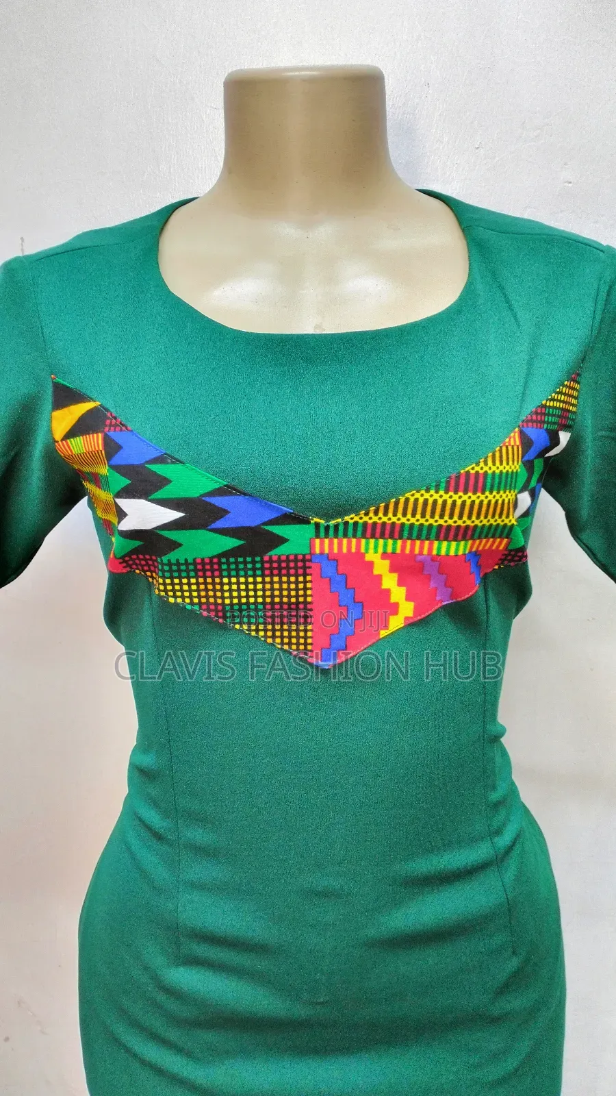 Emerald Green Fitting Ankara Dress