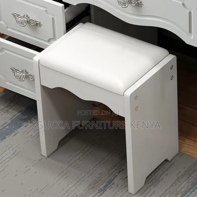 Dressers: Trendy Standard White Vanity Table