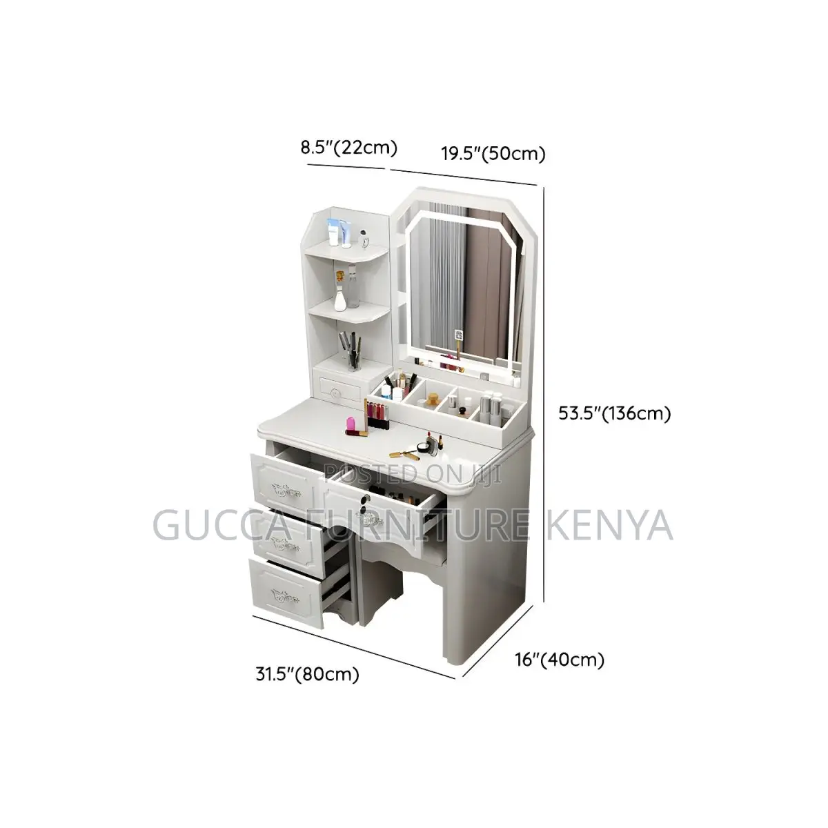 Dressers: Trendy Standard White Vanity Table