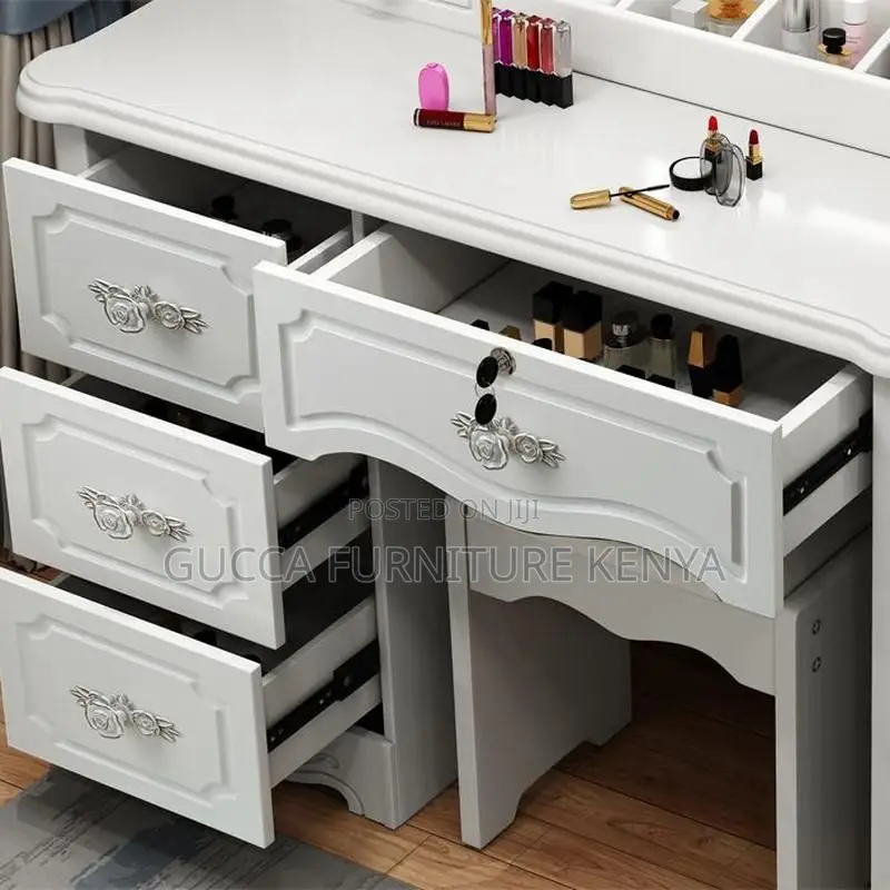 Dressers: Trendy Standard White Vanity Table