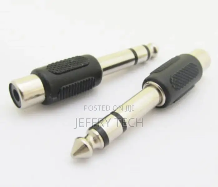 1/4" 6.35mm Stereo Male to Phono RCA Female Connector Adapte