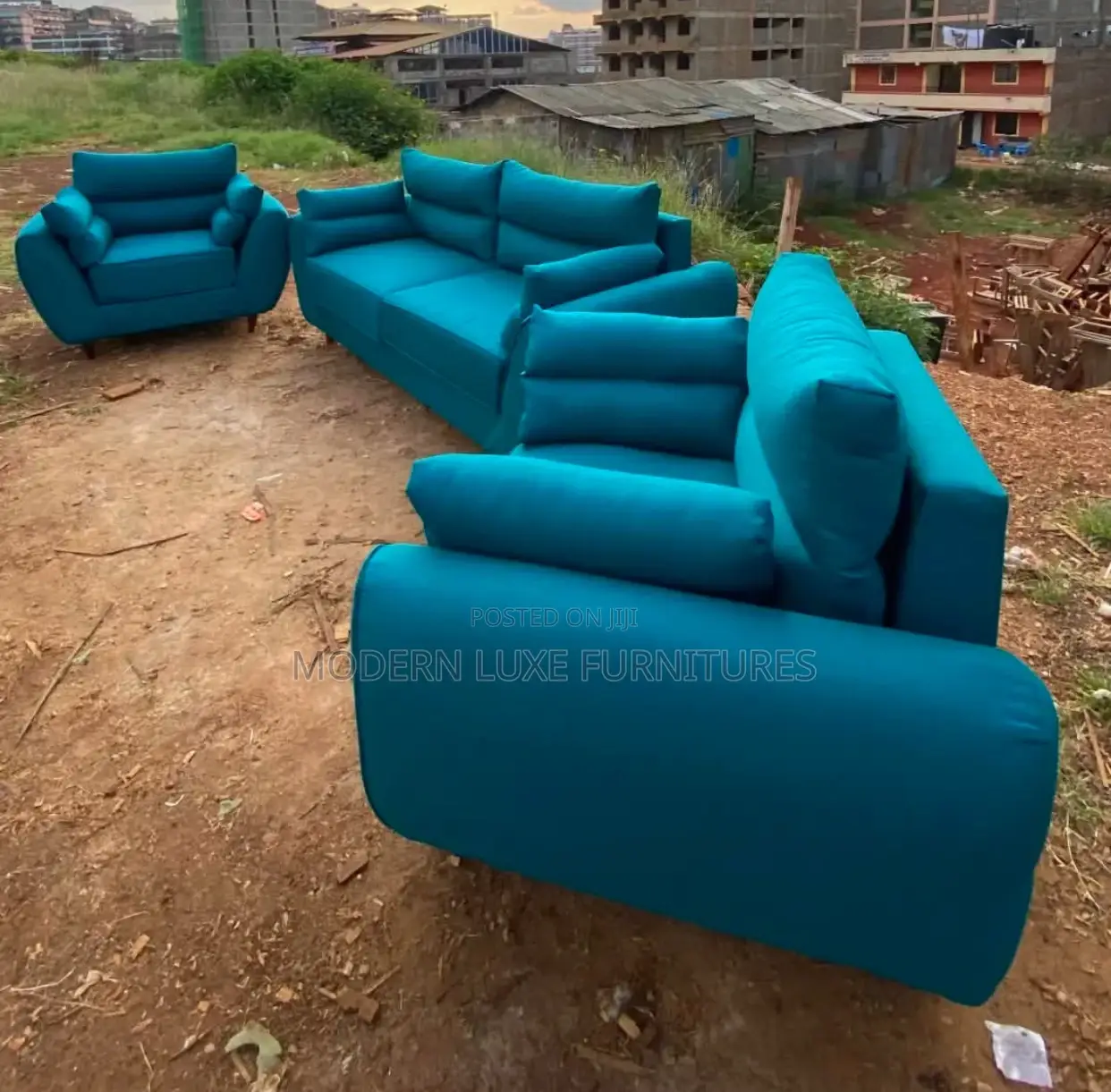 Modern Blue 6 Seater Butterfly Sofa