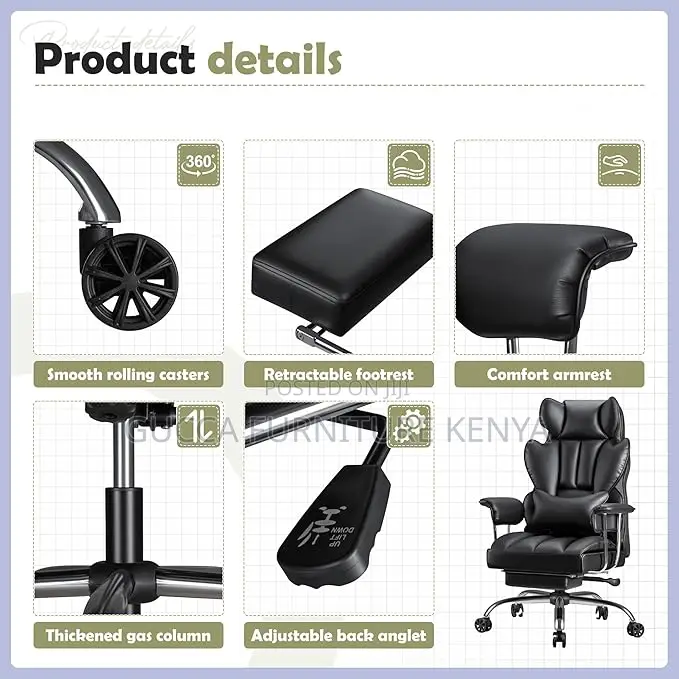 Office Chairs: Ergonomic Executive Leather Office Chair