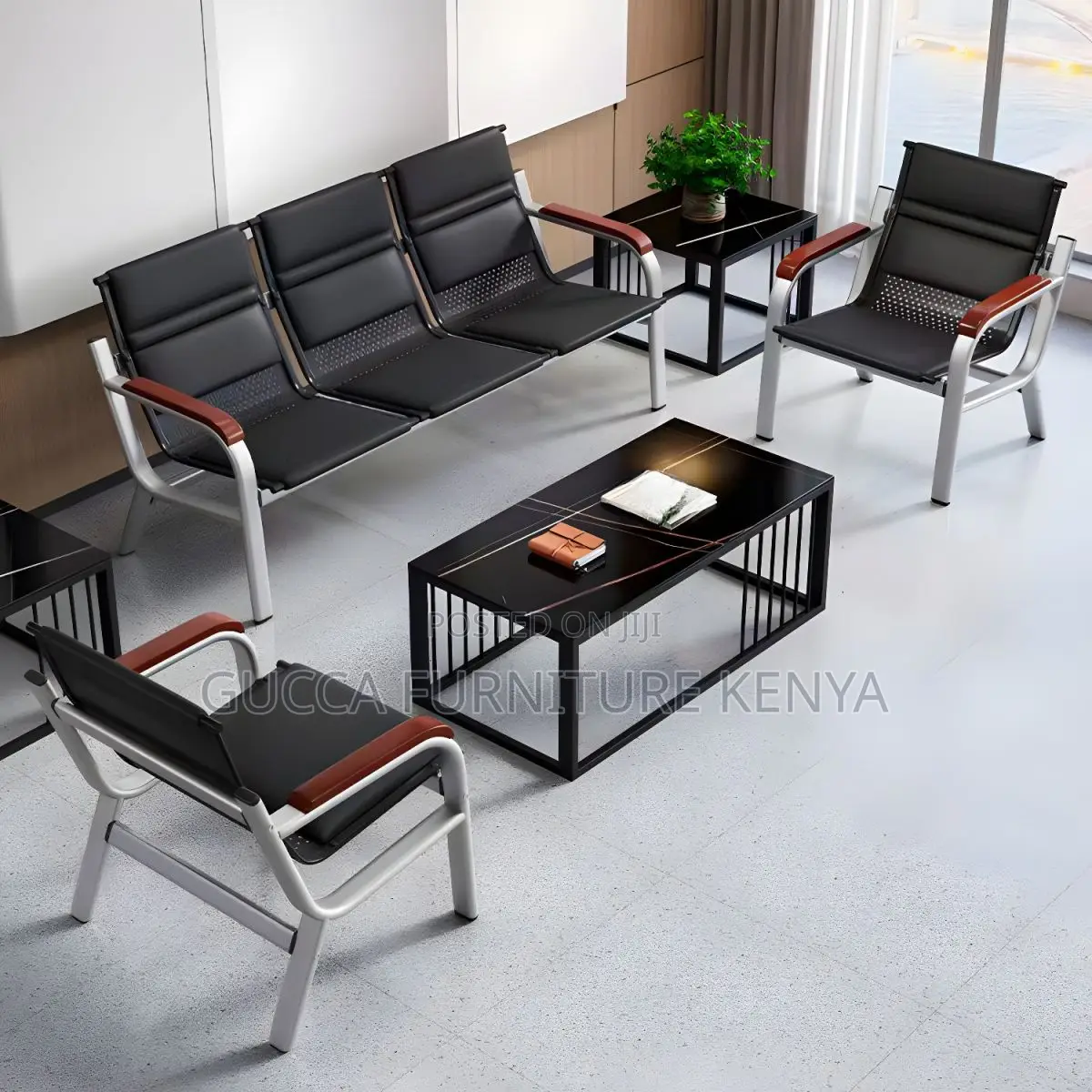 Sofas: Simplicity Faux Leather 5-Seater Reception Sofa
