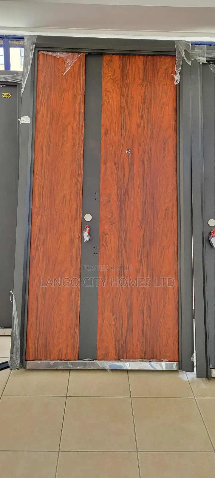 Wood Grain Brown Steel Entrance Door