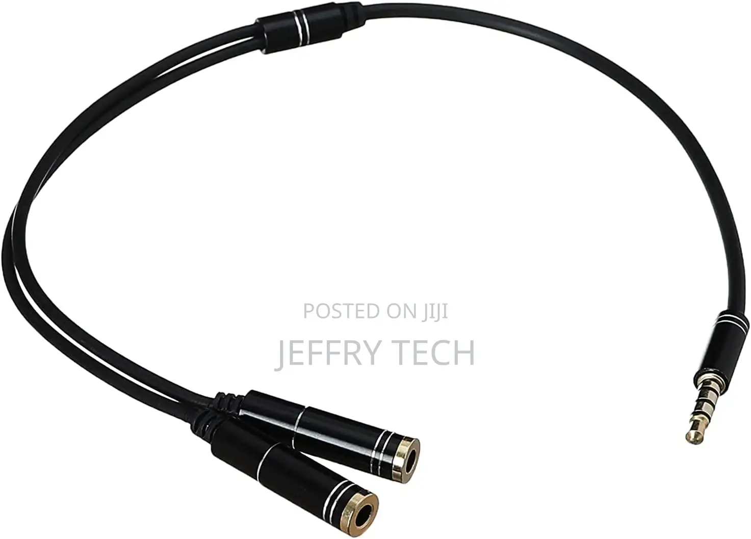 2 in 1 Male to Female Audio Splitter Cable, 10 Cm - Black