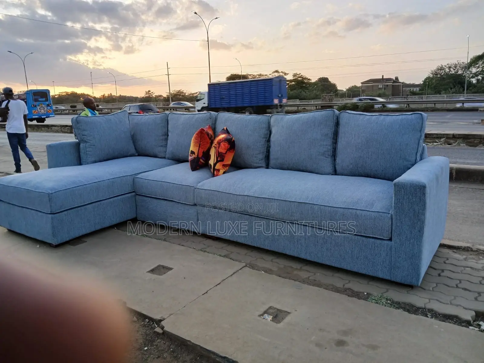 Modern Dark Grey 7 Seater Sofa