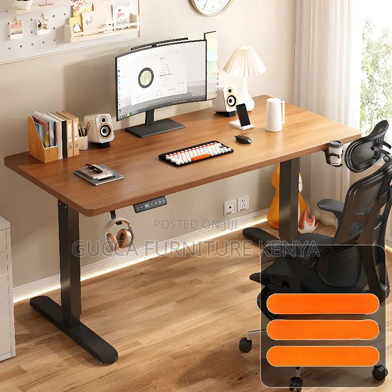 Office Tables:120cm Walnut Wooden Computer Standing Desk