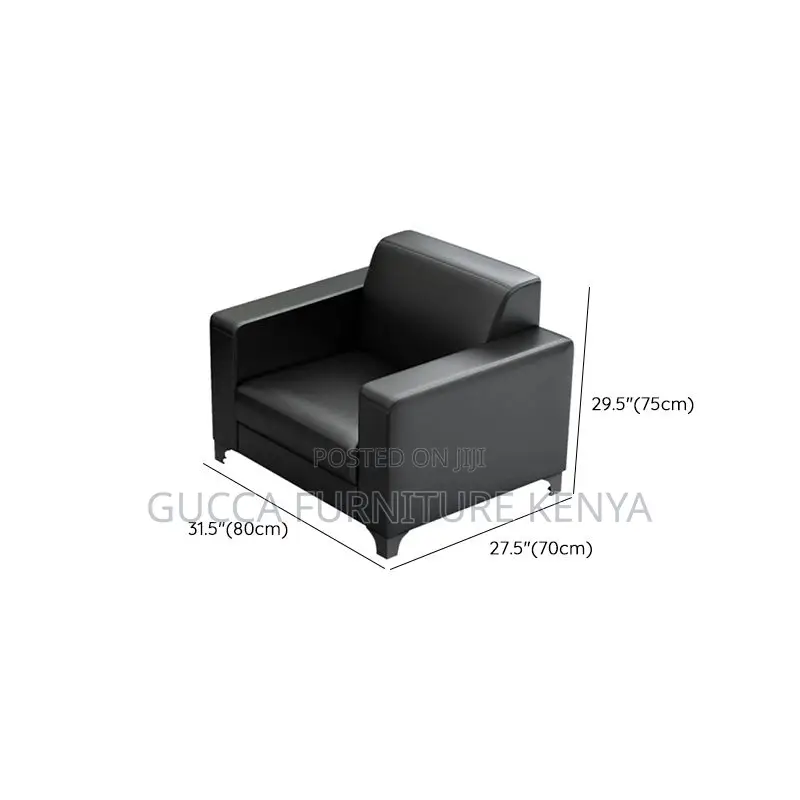 Sofas: Modern Modish Black Leather Reception Sofa Set