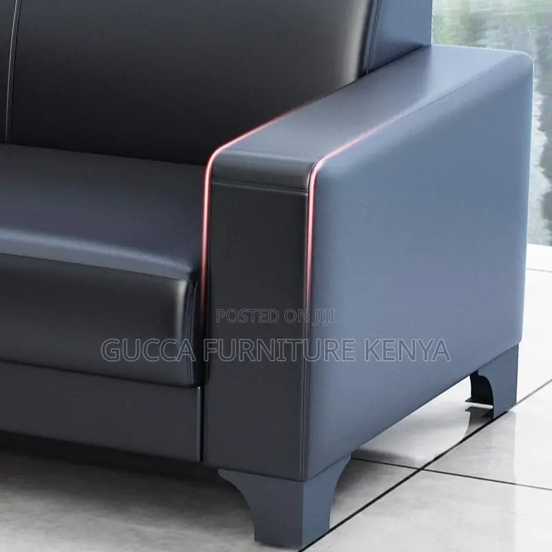 Sofas: Modern Modish Black Leather Reception Sofa Set