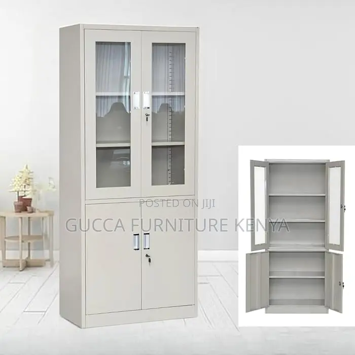 Cabinets: Storage Cabinet With Upper Glass Two Door