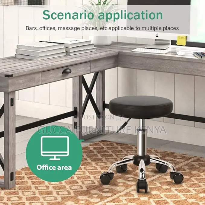 Home Chairs: Black Adjustable Salon Rolling Stool