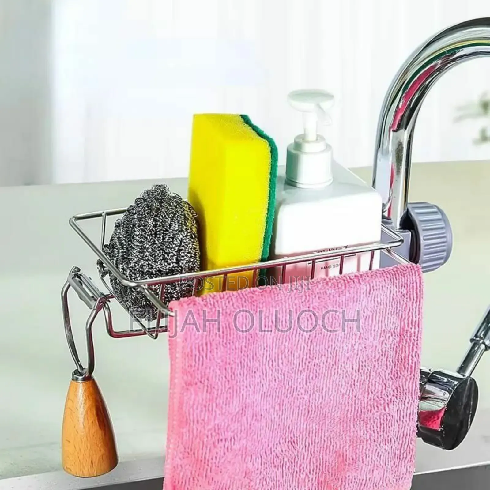 Stainless Steel Faucet Rack / Sink Tidy With Towel Rack