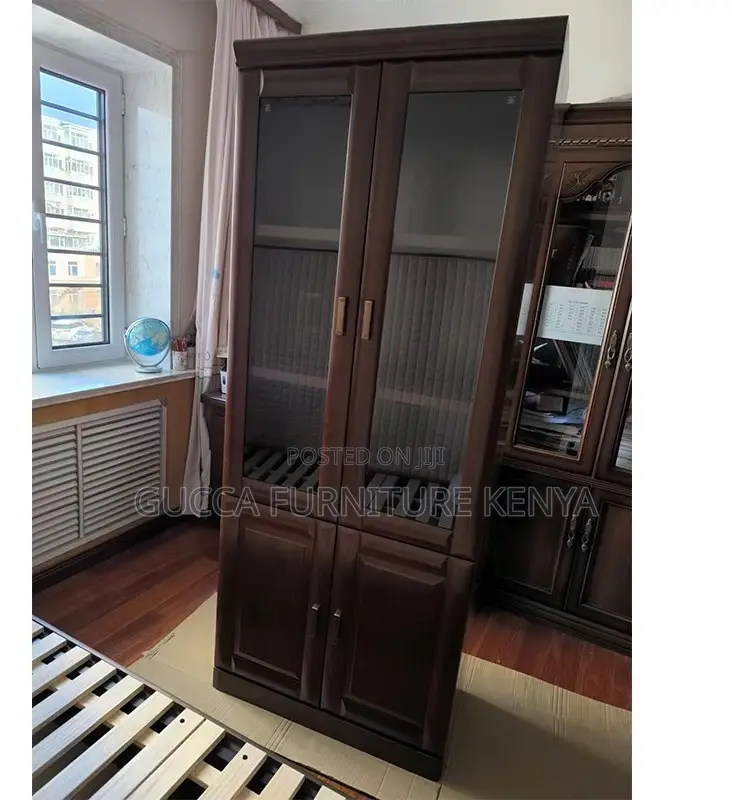 Cabinets: Half Glass Wooden Home Office Filling Cabinet