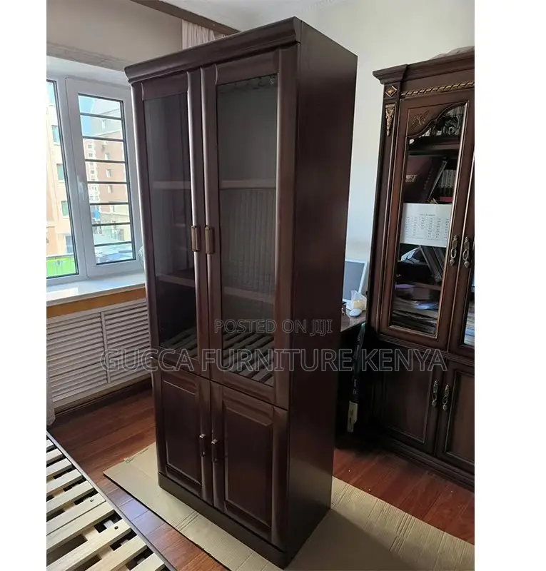 Cabinets: Half Glass Wooden Home Office Filling Cabinet