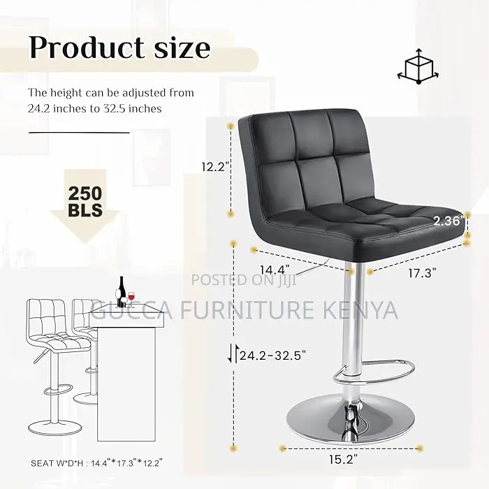 Home Chairs: Leather Hydraulic Counter Height Barstool