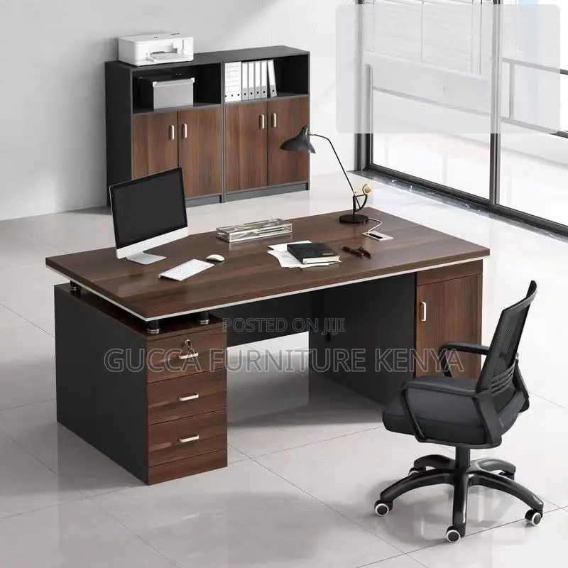 Office Tables:140cm Modern Rectangle Brown Executive Desk