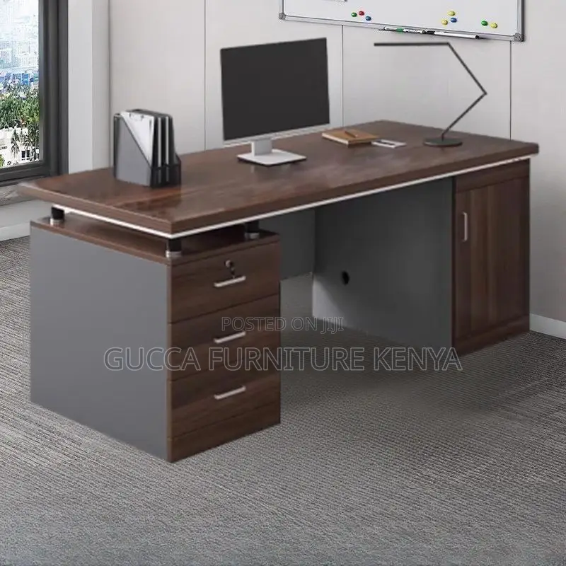 Office Tables:140cm Modern Rectangle Brown Executive Desk