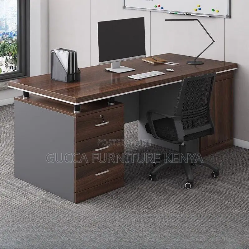 Office Tables:140cm Modern Rectangle Brown Executive Desk