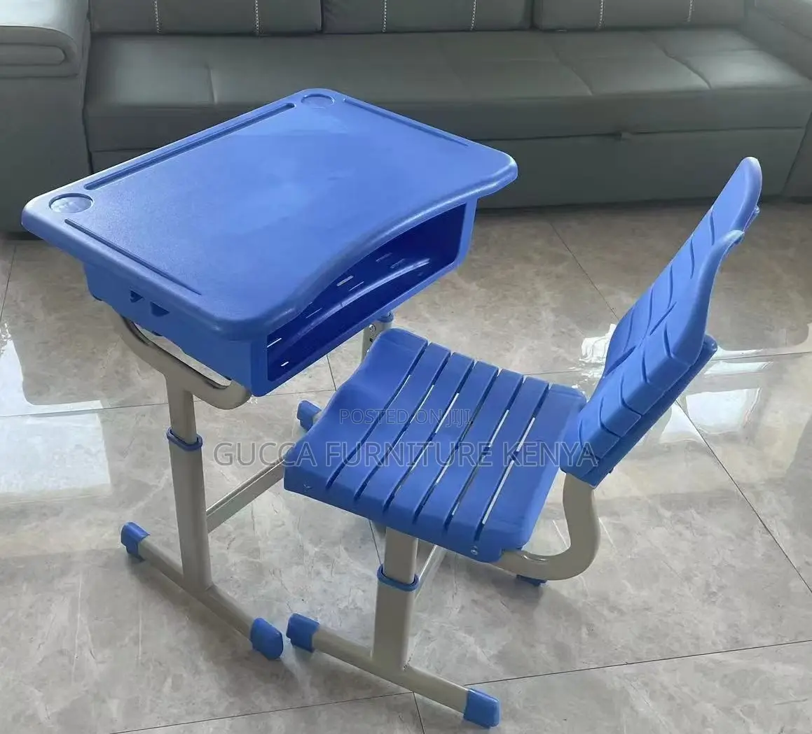 Kids Furniture: Plastic Blue Adjustable Kids Desk /Chair Set