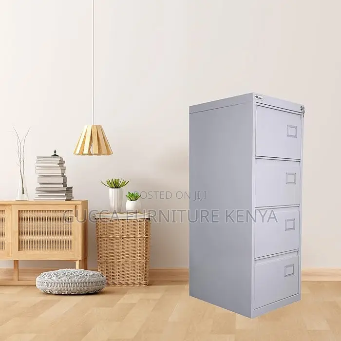 Cabinets: Grey Steel Cabinet With 4 Lockable Drawers