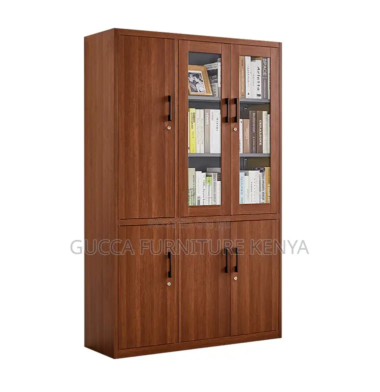 Cabinets:3-Door Half Glass Wooden Executive Office Cabinet