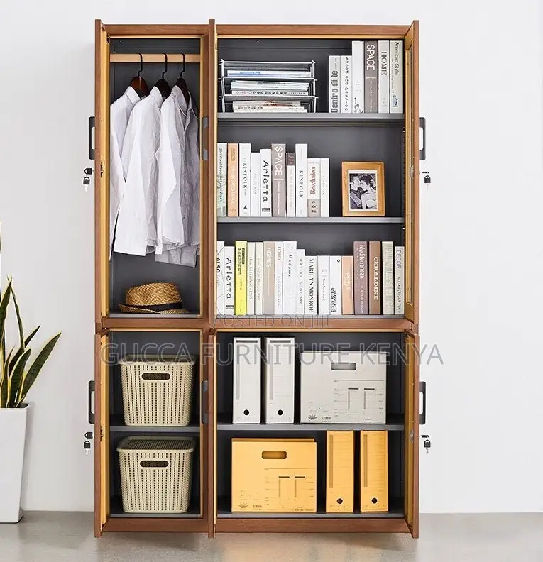 Cabinets:3-Door Half Glass Wooden Executive Office Cabinet
