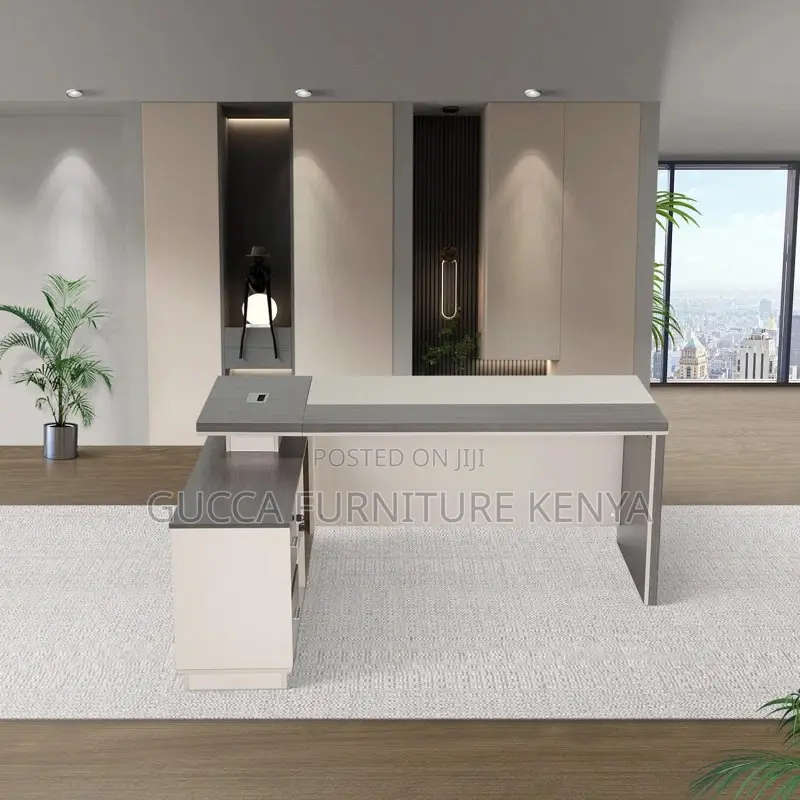 Office Tables:Luxury Office Computer Desk With Side Cabinet