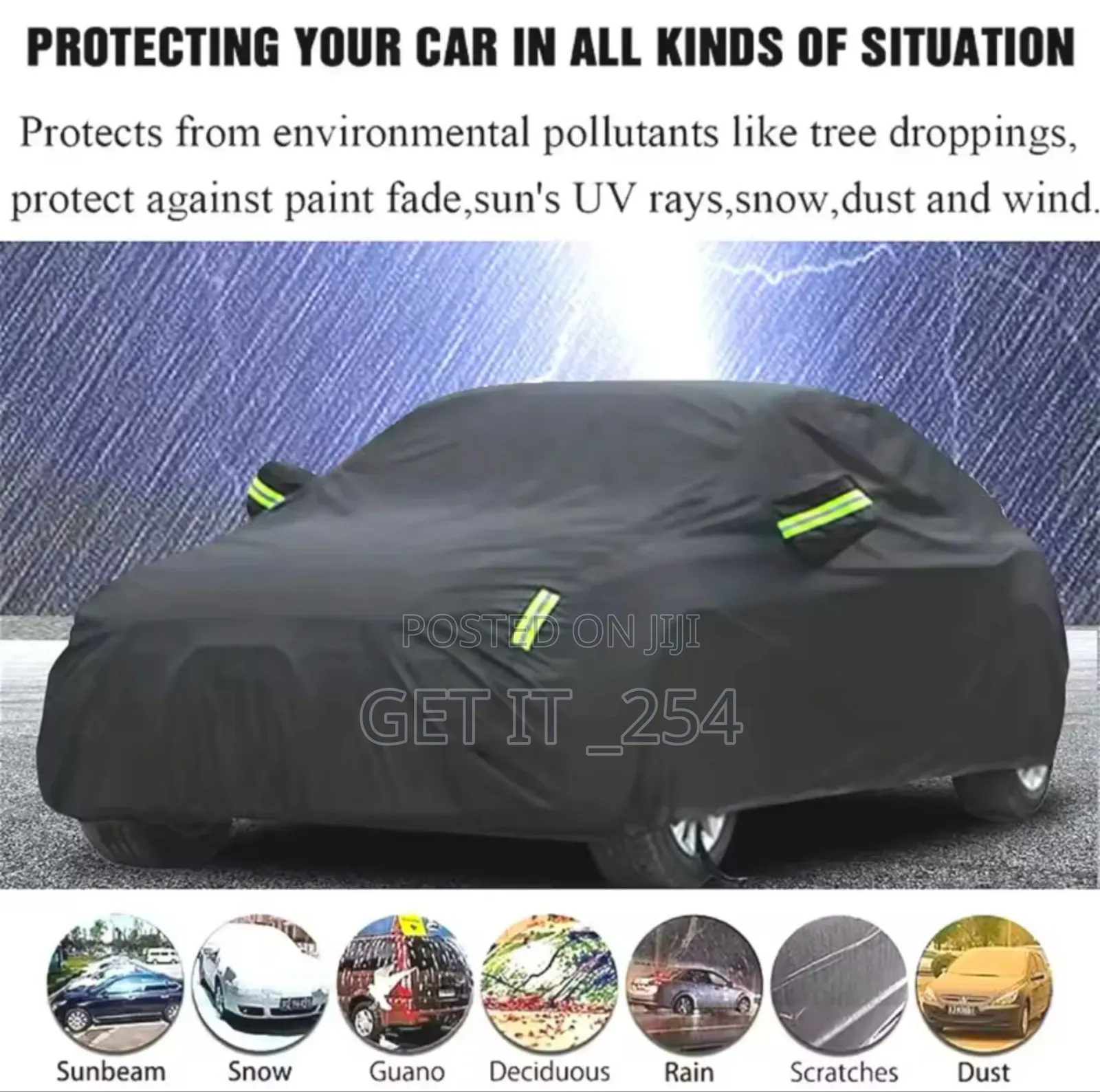 High Quality Universal BLACK Car Cover With Fleece on The