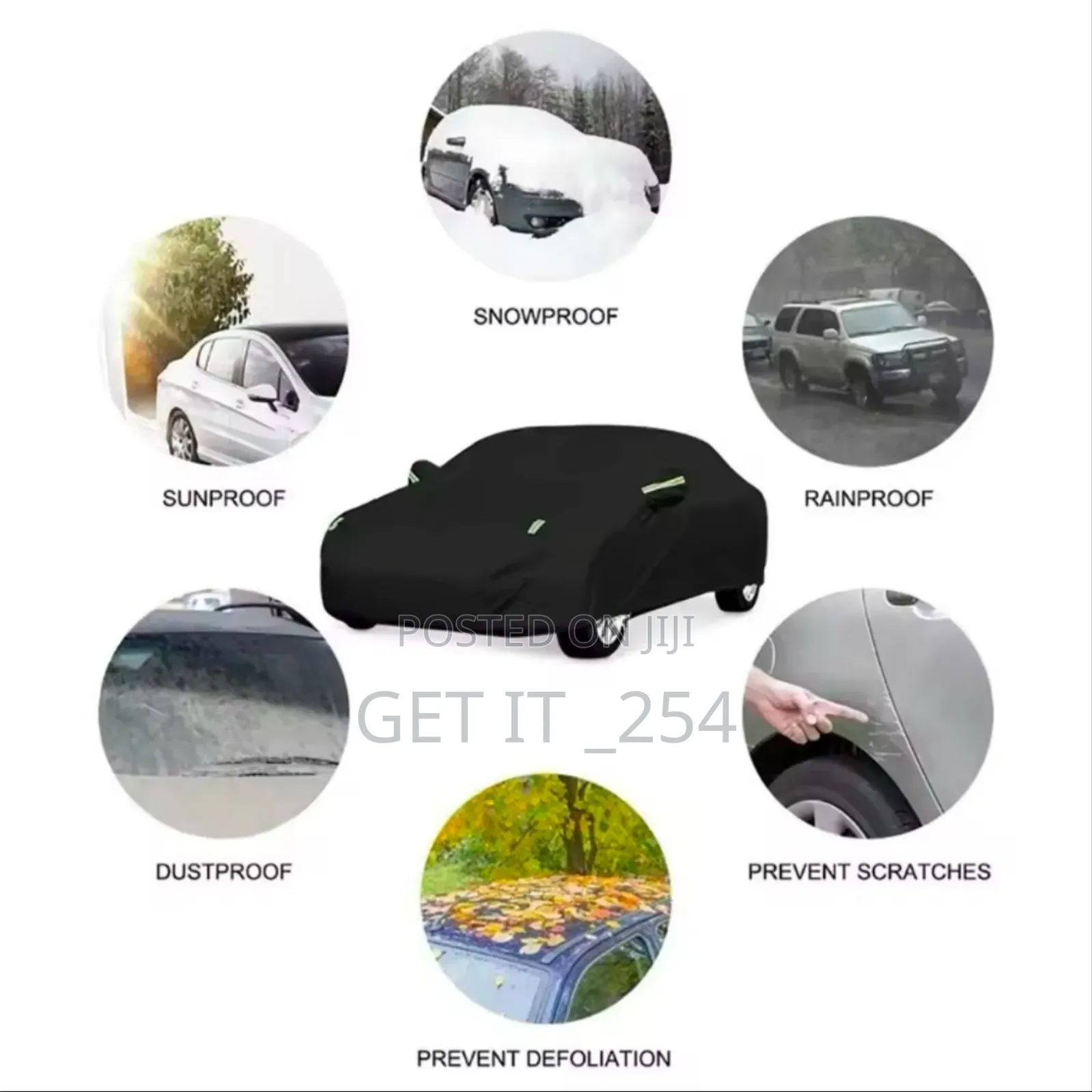 High Quality Universal BLACK Car Cover With Fleece on The