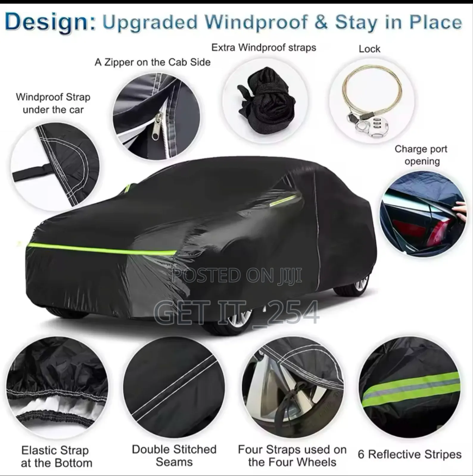 High Quality Universal BLACK Car Cover With Fleece on The