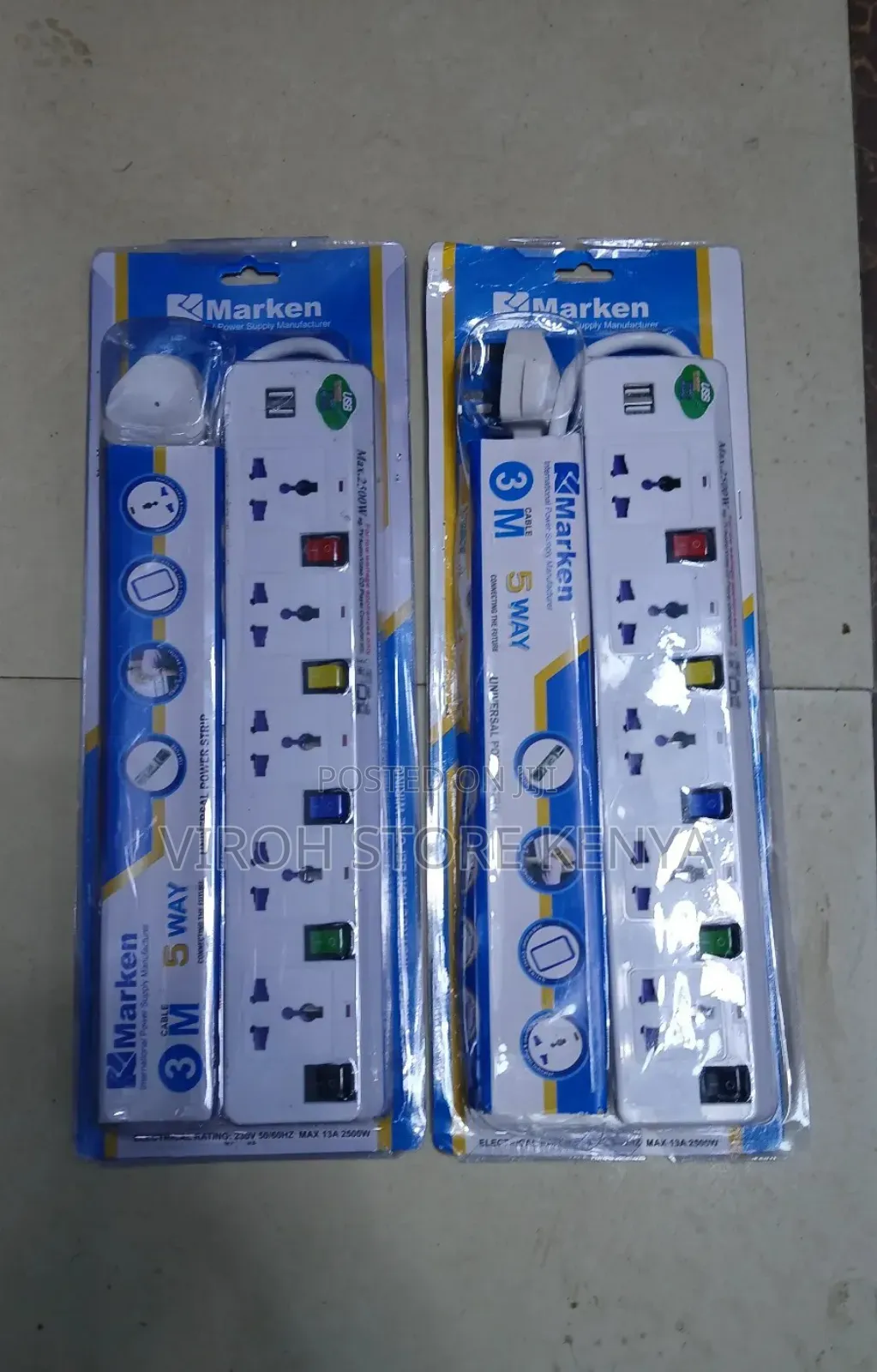 2pcs 5 Way 3 Metres Wire 2usb Power Extension Cable
