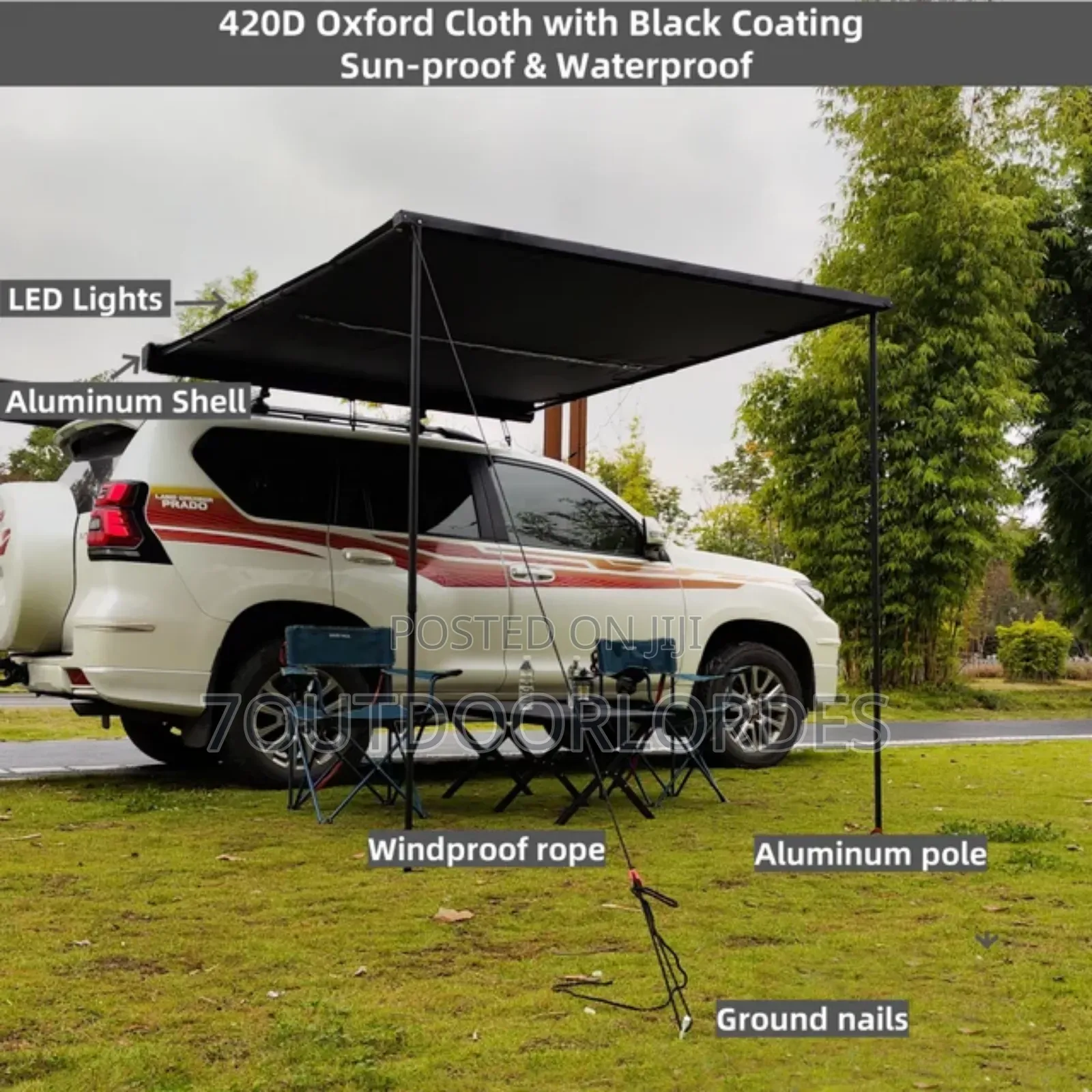 Hard Shell Car Side Awning 160cmx250cmx200cm