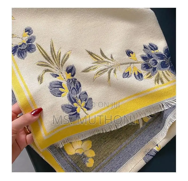 Luxury Floral Print Women Winter Scarf