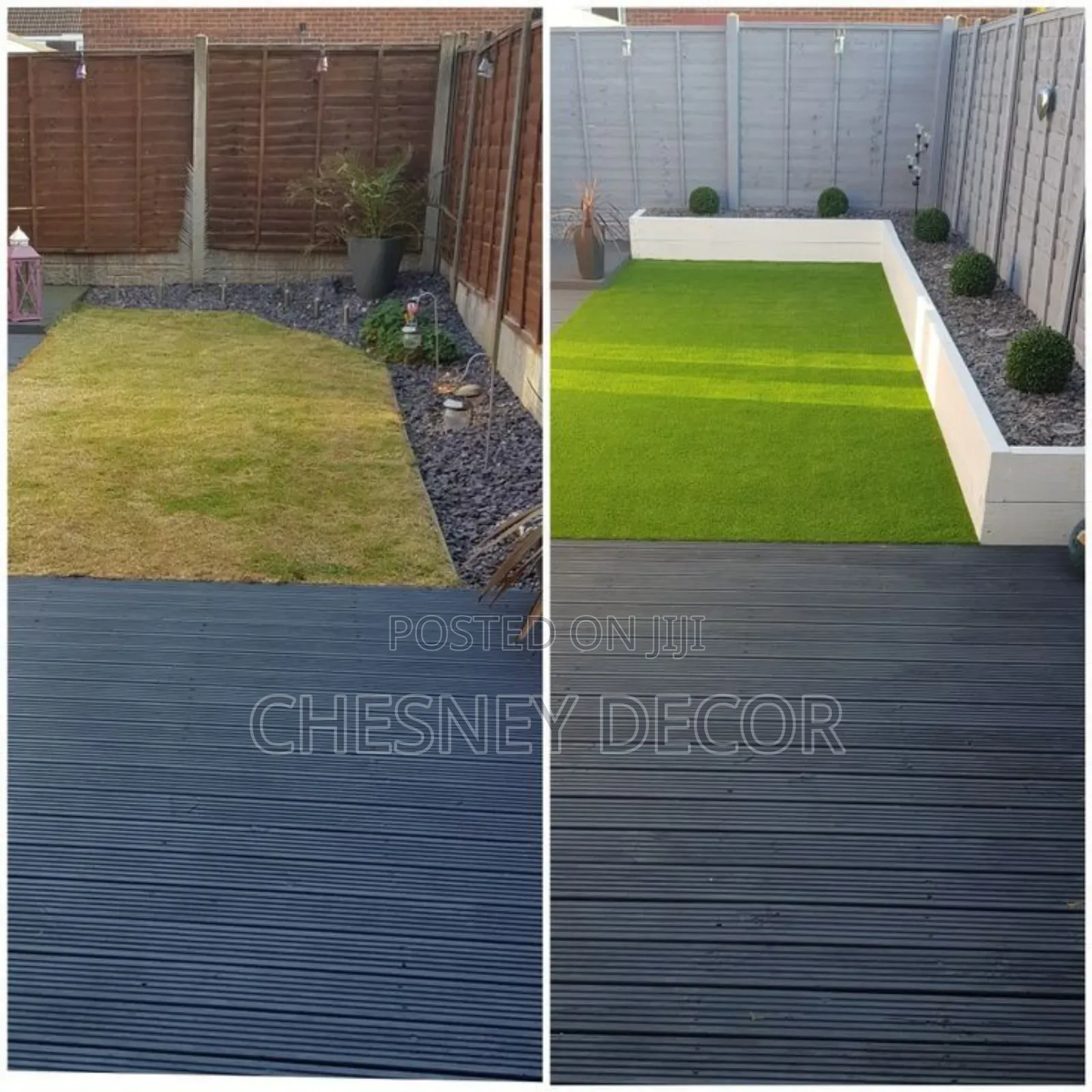 Backyard Installation of Grass Carpet