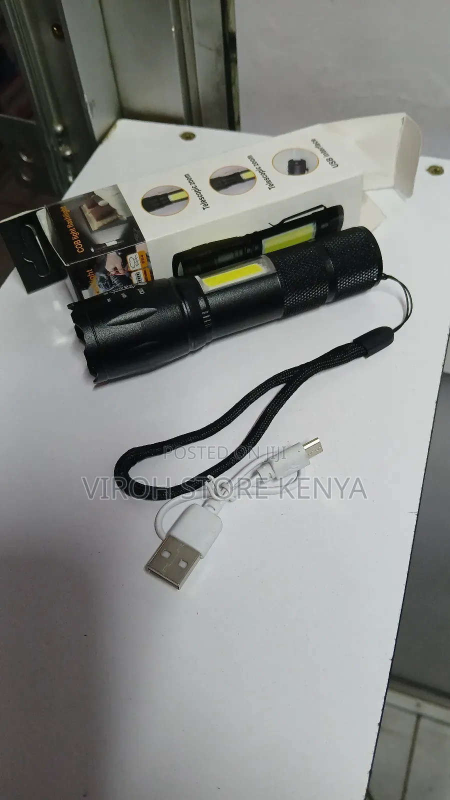 Telescopic Zoom Cob Flashlight — Rechargeable